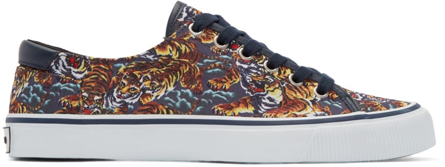 Cool gift ideas for men Kenzo Navy Flying Tiger Sneakers Side | The Guy Blog