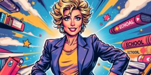 Linda McMahon in a comic book style illustration.