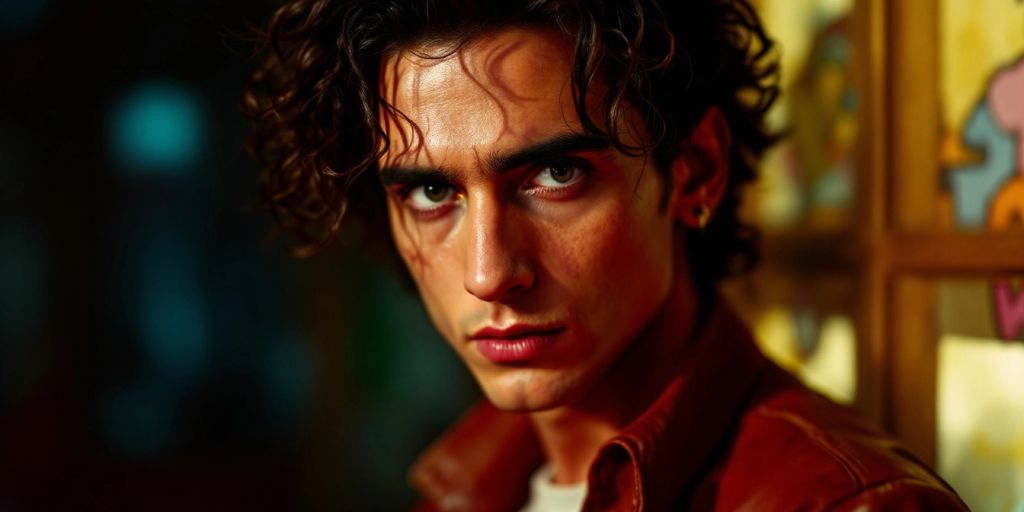 Stylized portrait of Timothée Chalamet in character.