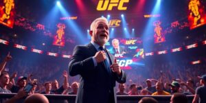 Dana White animatedly announcing UFC's most anticipated fight.