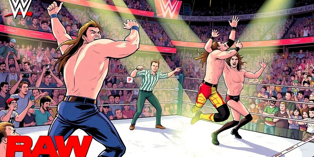 Comic book illustration of wrestling action in Boston.