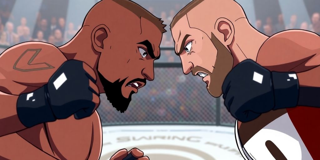 Jon Jones and Colby Covington intense face-off animation.