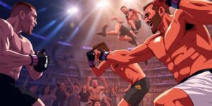 Animated fighters in action from UFC Tampa event.