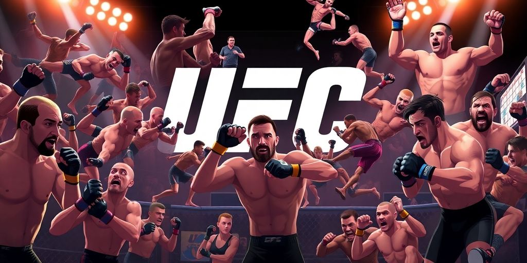 Animated collage of UFC fighters and iconic moments.