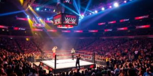 Wrestling arena filled with fans during WWE Survivor Series.