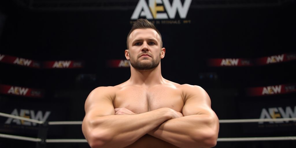 Ryan Nemeth in a wrestling ring, looking determined and focused.