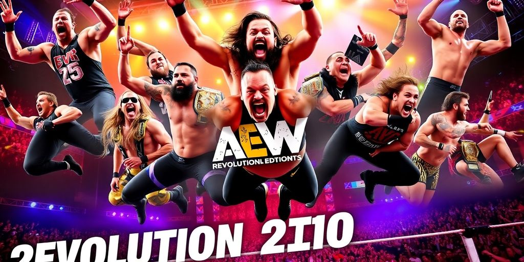 AEW wrestlers in action during Revolution 2025 match highlights.